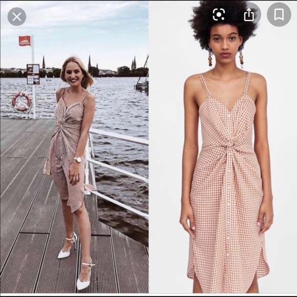 Zara Plaid Gingham Knit Dress - Picture 2 of 2